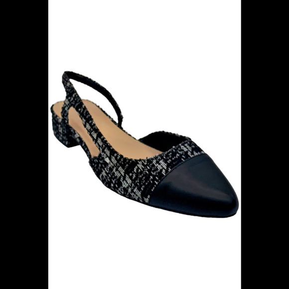 BCBGeneration Women's Tillie Slingback Heeled Black/White Boucle - Medium - Picture 1 of 3